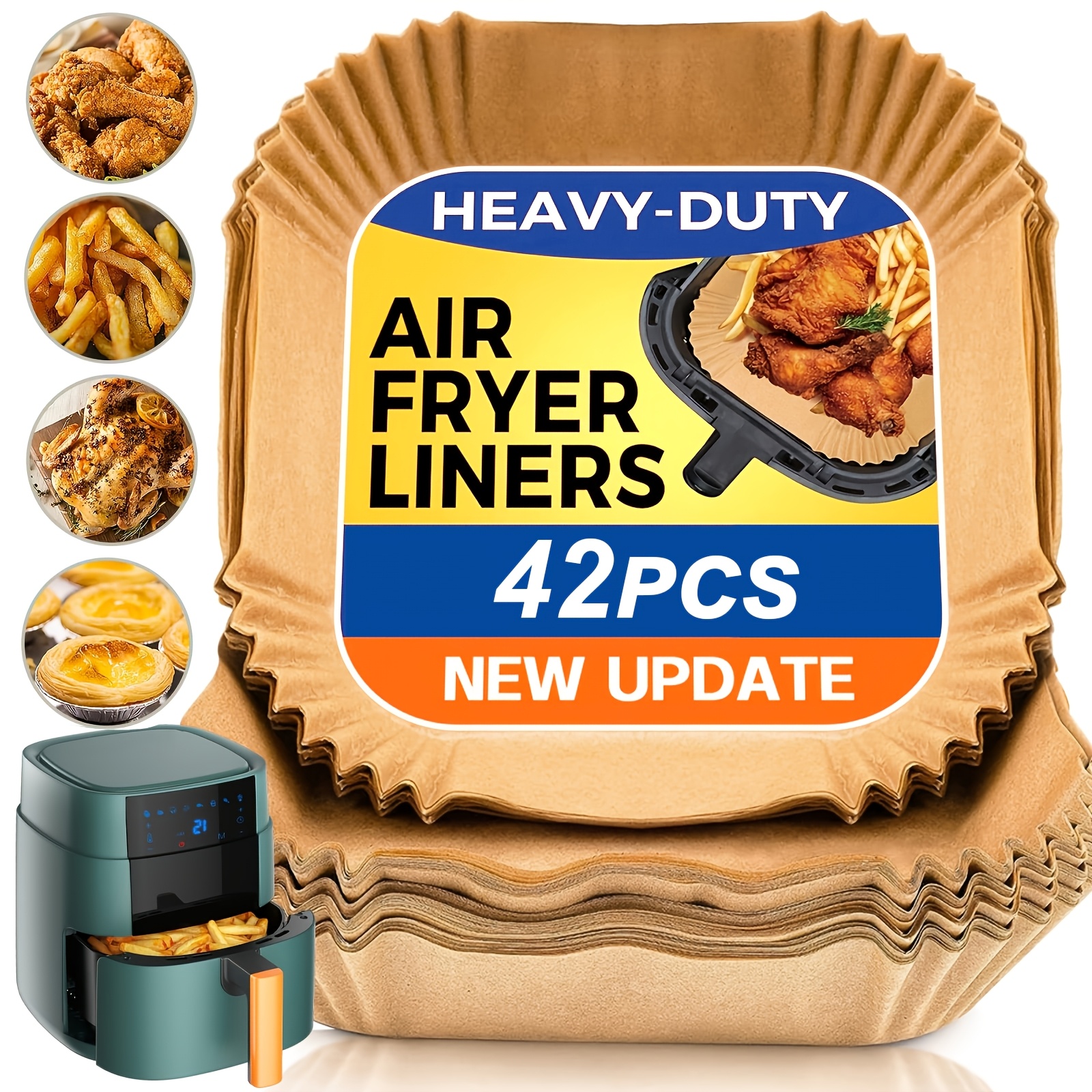 TEMU 42/168pcs Air Fryer Liners – Heavy-duty Square , Oil-proof & Heat-resistant Disposable Parchment Paper For 5–8qt Air Fryers, Ovens & Microwaves,