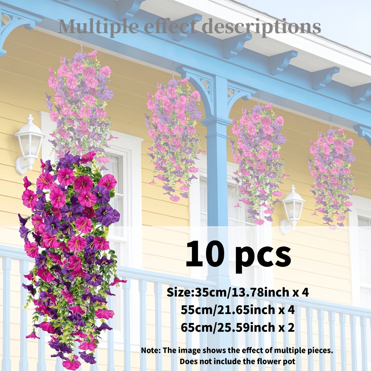 Image of 10pcs Uv-resistant Artificial Flowers - Realistic Faux Hanging Plants With Durable Plastic , Suitable For Indoor/outdoor Wedding, Valentine's Day, Christmas Decorations, Fake Flowers For Hanging Tubes