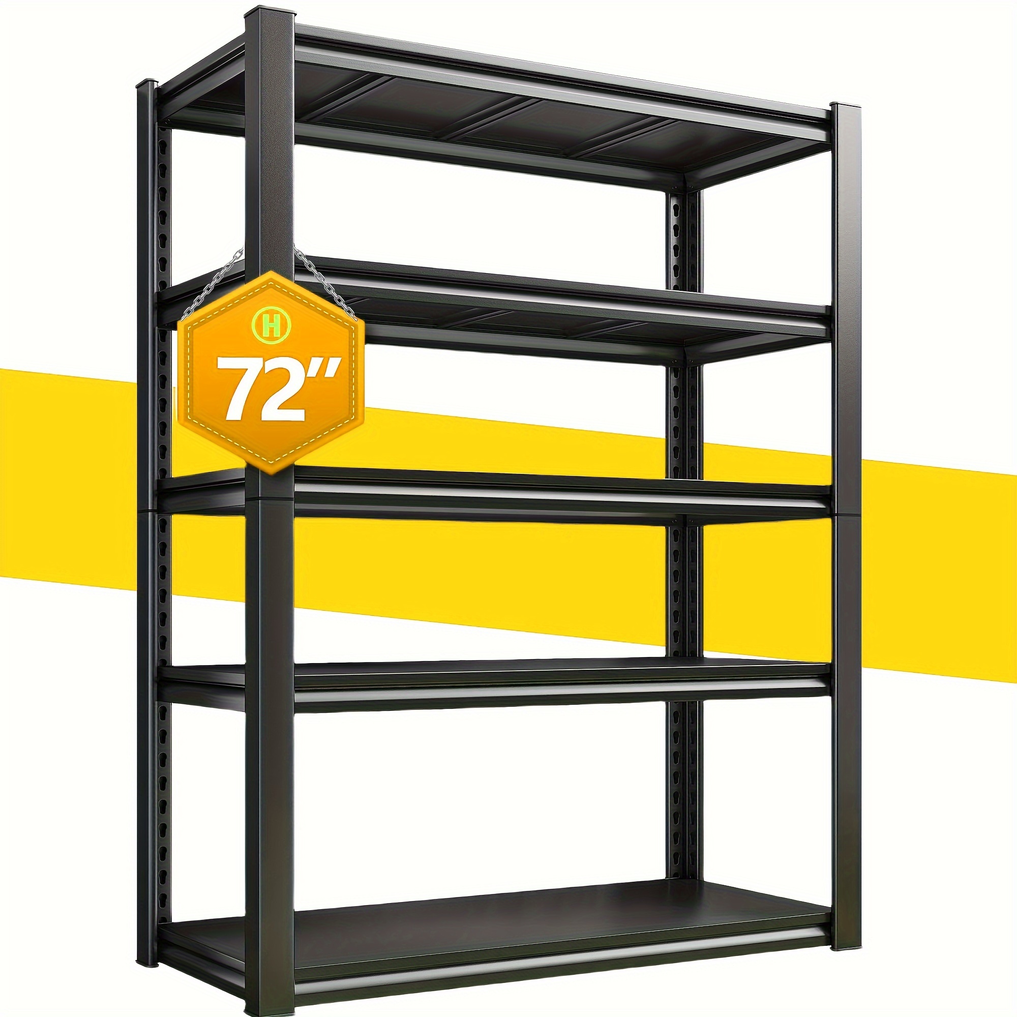 

5-tier 2000lbs Heavy Duty Garage Shelving, 72" H X 35.4" W X 15.7" D, Metal Shelves For Storage, Adjustable Shelves, Industrial Style