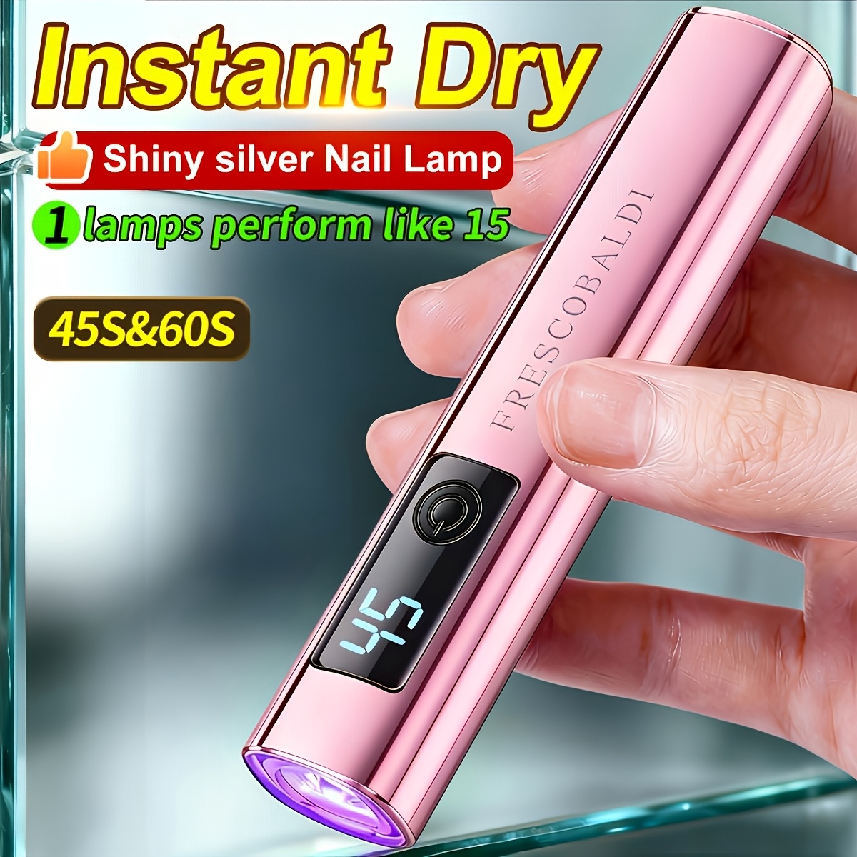 Rose Golden Short Screen -line Lamp---rose Handheld -line Lamp Rechargeable Quick-drying Mini Nail Lamp Nail Polish Gel Baking Lamp Portable Led Nail Lamp Suitable For Home Nail Salon Special