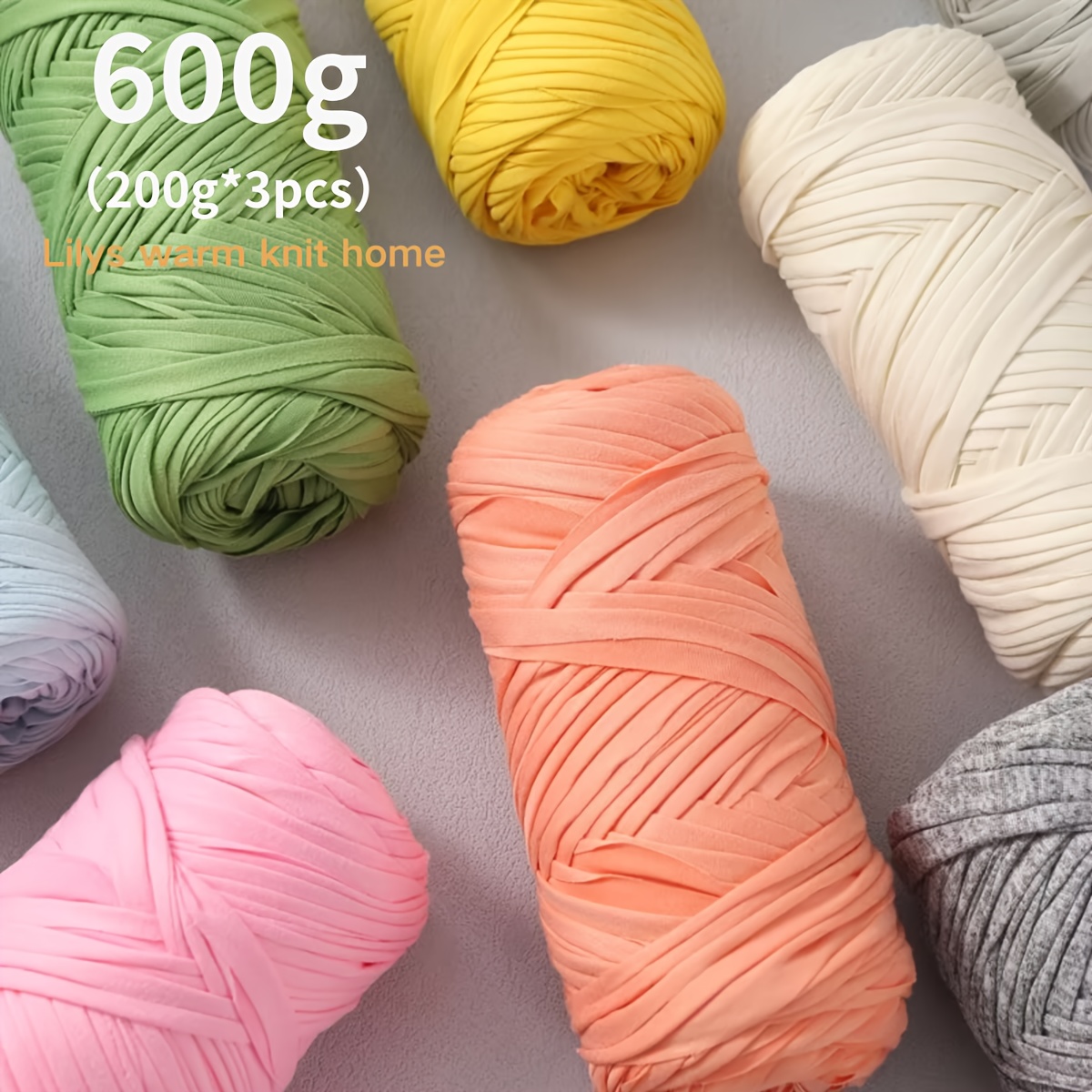 3  t shirt yarn 600g 21 16  stretchy polyester craft yarn in pastel blue green pink ideal for diy knitting crochet projects home decor weaving more knitting accessories craft supplies knitting essentials decorative yarn vibrant yarn lliys warm knit