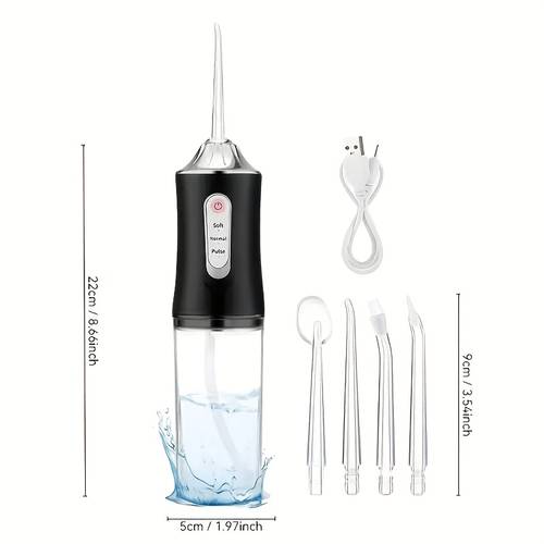 electric water flosser kit with 4pcs nozzles 360 rotatable tips usb rechargeable lithium battery for men and womens daily oral care and gum cleaning gift