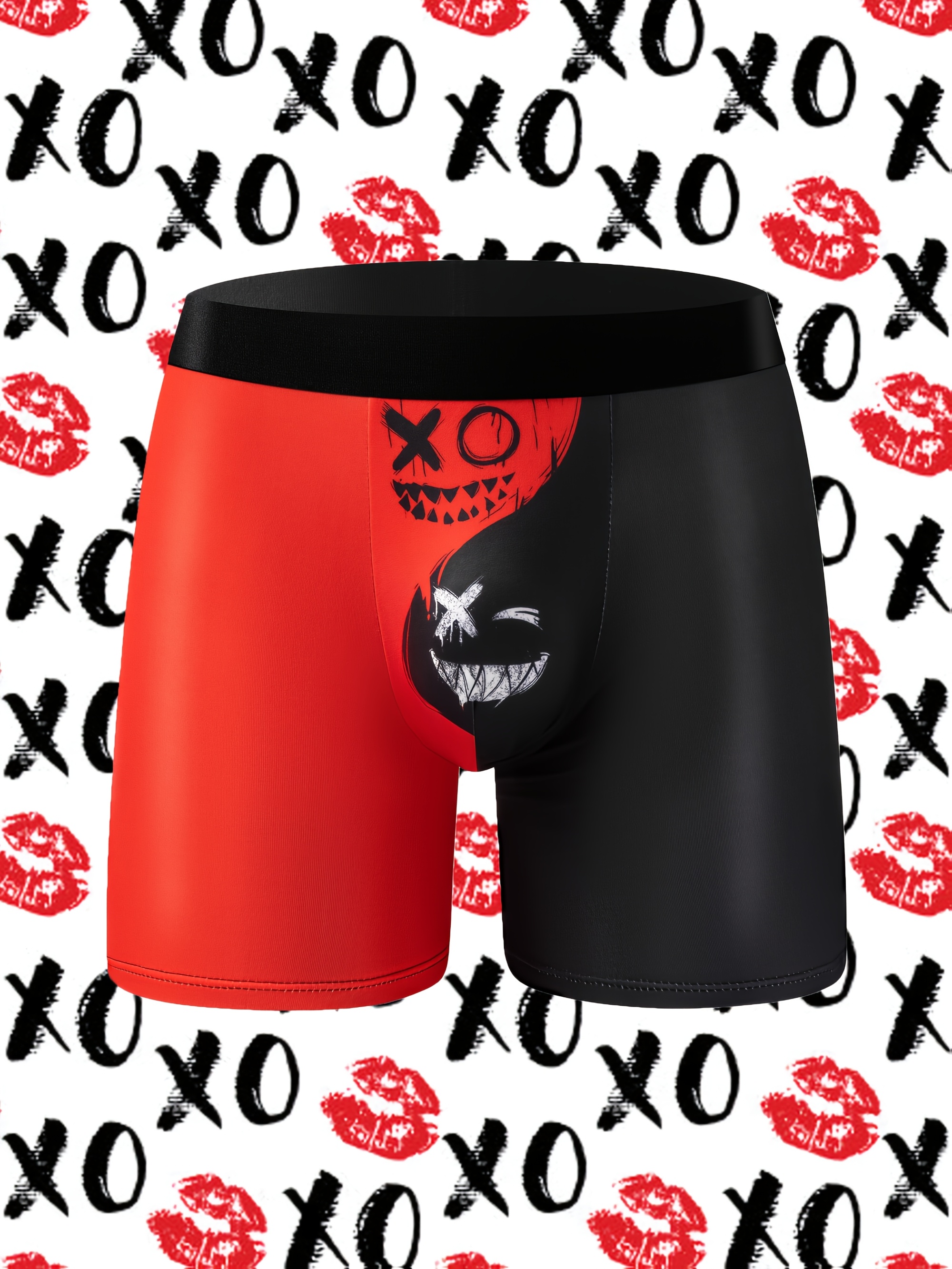1pc Calzoncillos bóxer estampados de dibujos animados para hombre de  poliéster, estiramiento medio completamente estampado y