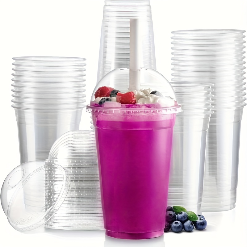 Set of 20 Plastic Cups (10 Cups And 10 Lids) - 16 Oz Reusable Cold Beverage  Cups, Ideal for Iced * And Tea - Party Cups for Christmas, Valentine'S Day,  And Halloween (*)