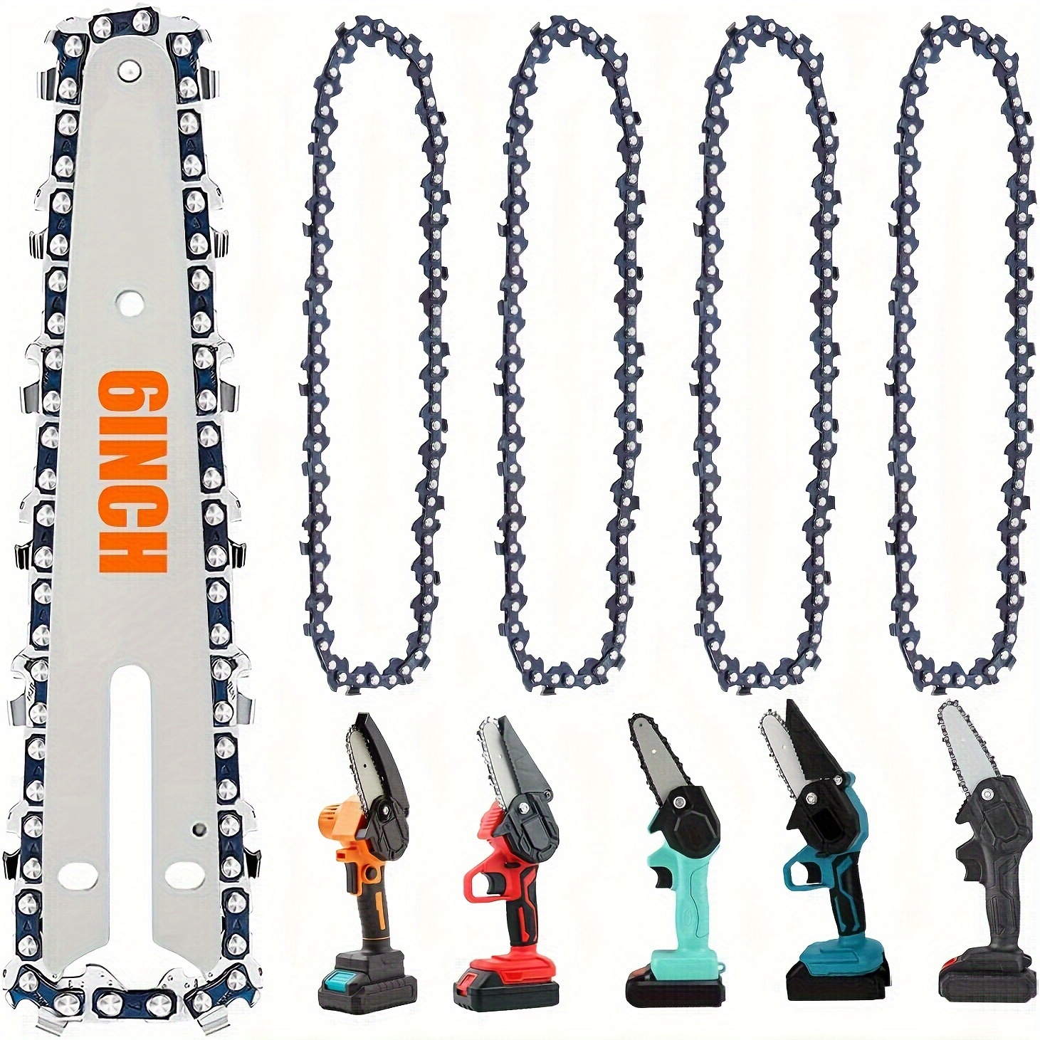 

4 Pcs Durable 6 Inch Chain Saw Chain - Ideal For Cordless Electric Portable Chain Saws - Perfect For Pruning And Wood Cutting - Compatible With All 6 Inch Mini Chain Saws