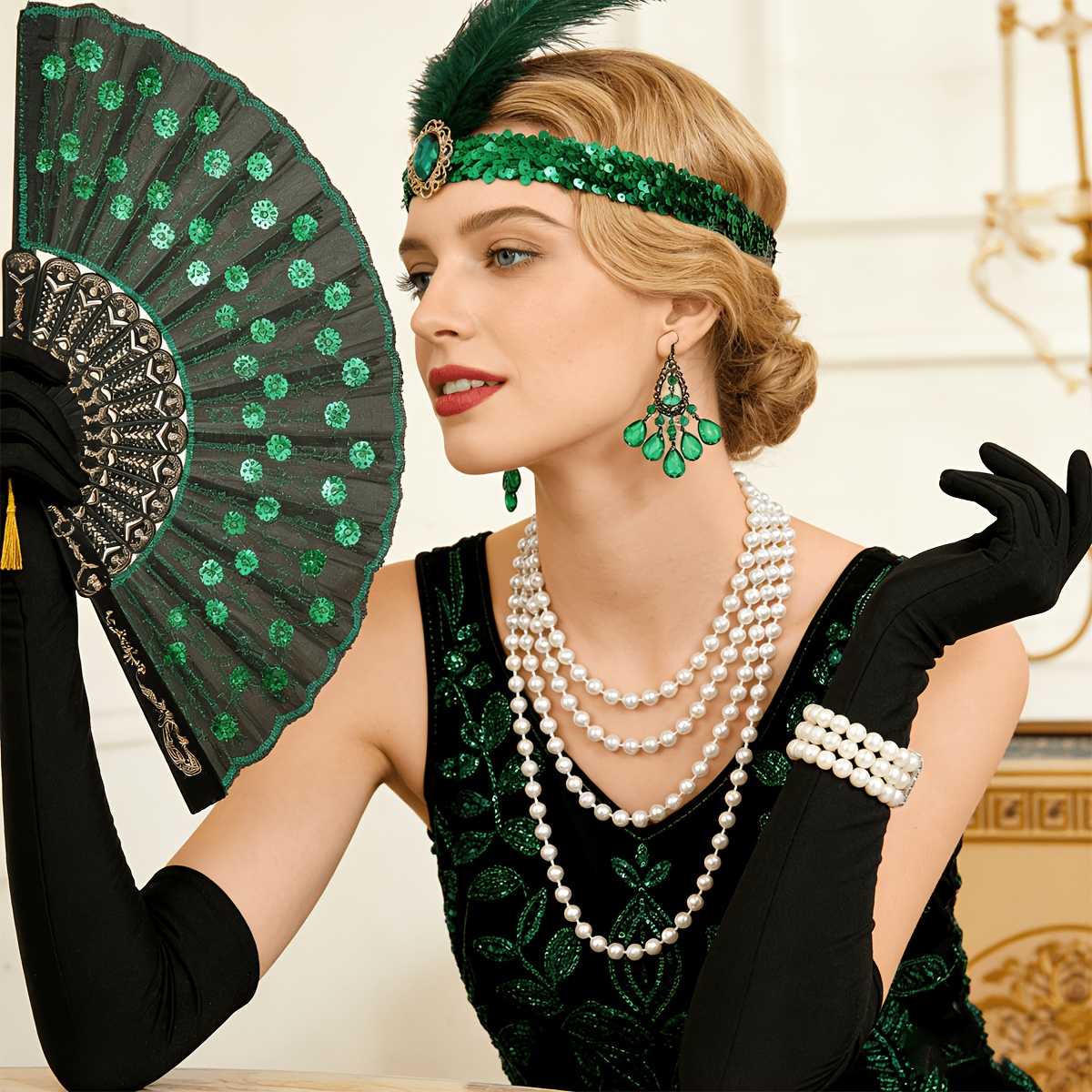 6pcs 1920s Vintage Costume Flapper Headband Set