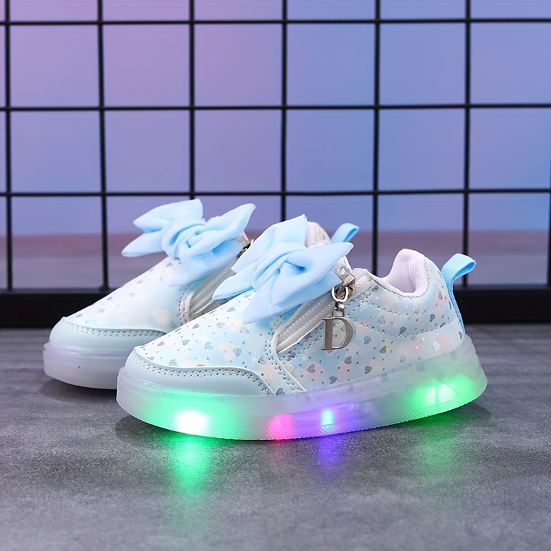 girls' led light skate shoes cute bow glow in Temu Bahrain