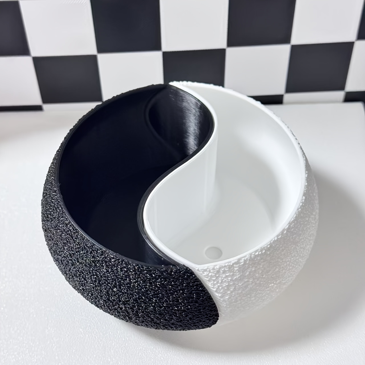 TEMU 1pc Yin-miniyang Flower Pot, Indoor/outdoor Decorative Planter, Concrete Pot With Drainage Holes, Suitable For Succulents And , Black And Scheme