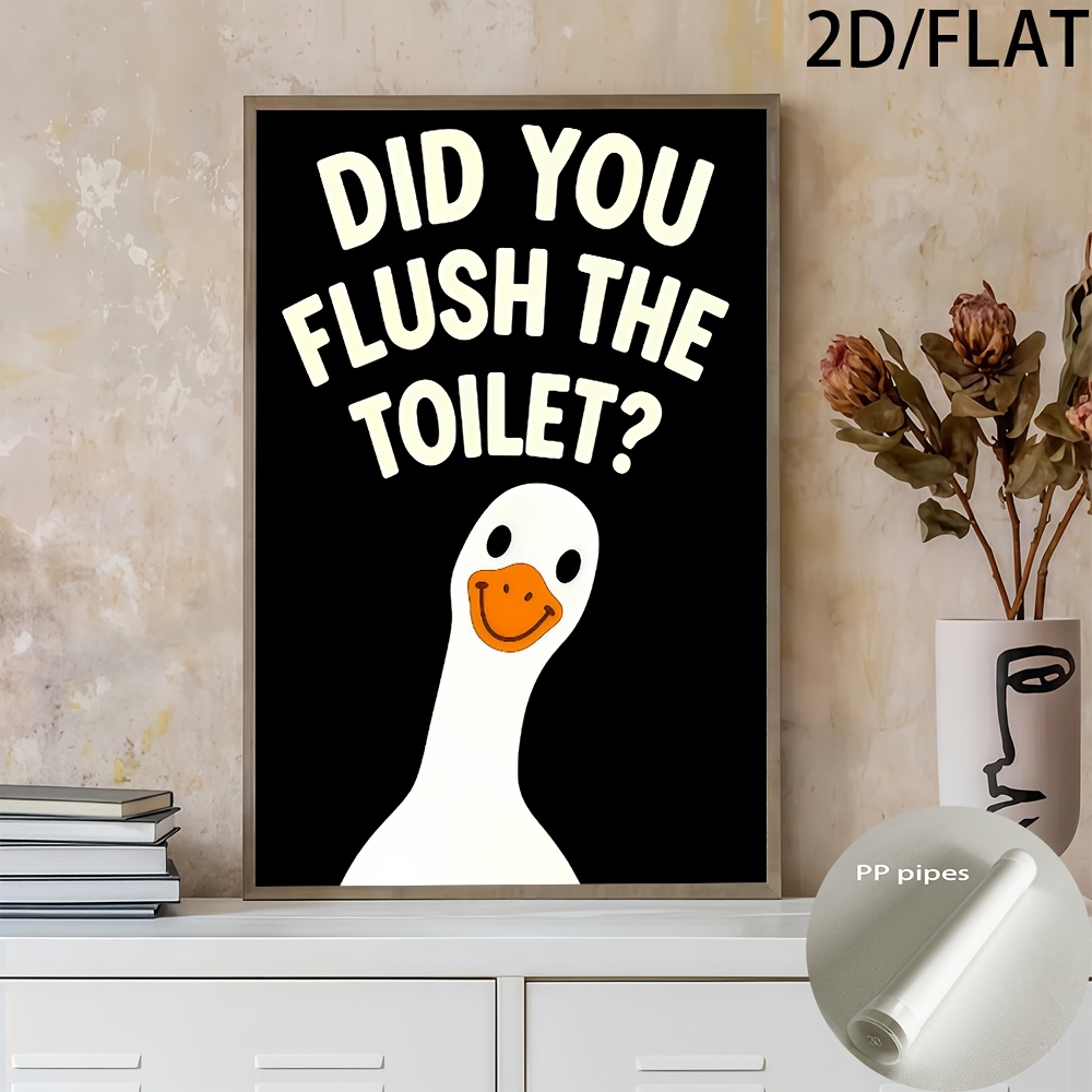 TEMU Plat 2D, Affiches et , Plat 2D, Plusieurs Tailles Disponibles, Cadre, 1 pièce, Affiche sur Toile "Oie Amusante 'As-tu Tiré d'Eau ?'", Décoration