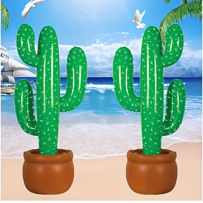 set of 2 large inflatable cactus planters for   party decorations for adults summer beach themed party photo props pool decor and birthday party supplies