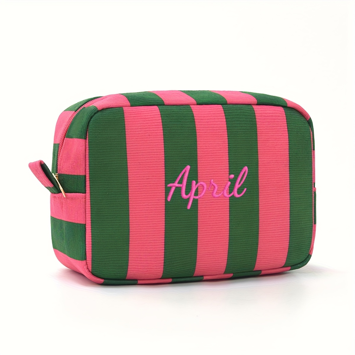 TEMU Beauty case a righe personalizzato, beauty case cosmetico di grande capacit�, beauty case da viaggio personalizzato con cerniera, organizer