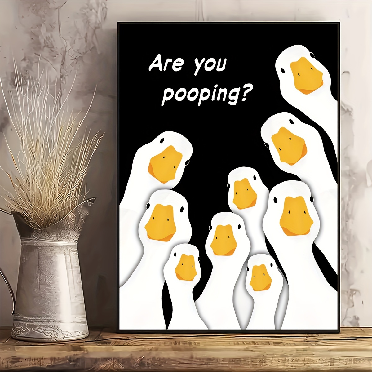 

Funny Cartoon Goose 'are You Pooping' Canvas Art Print - Modern Wall Decor For Bedroom & Living Room, Unframed Home Decoration Gift