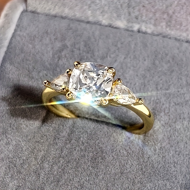 Synthetic Zirconia Engagement Ring 4-prong Setting With Elegant And Stylish Featuring A Lady's Perfect For Engagement Parties, Jewelry For Valentine's Day, And As A High-end Gift To Express Love Available In Multiple Colors