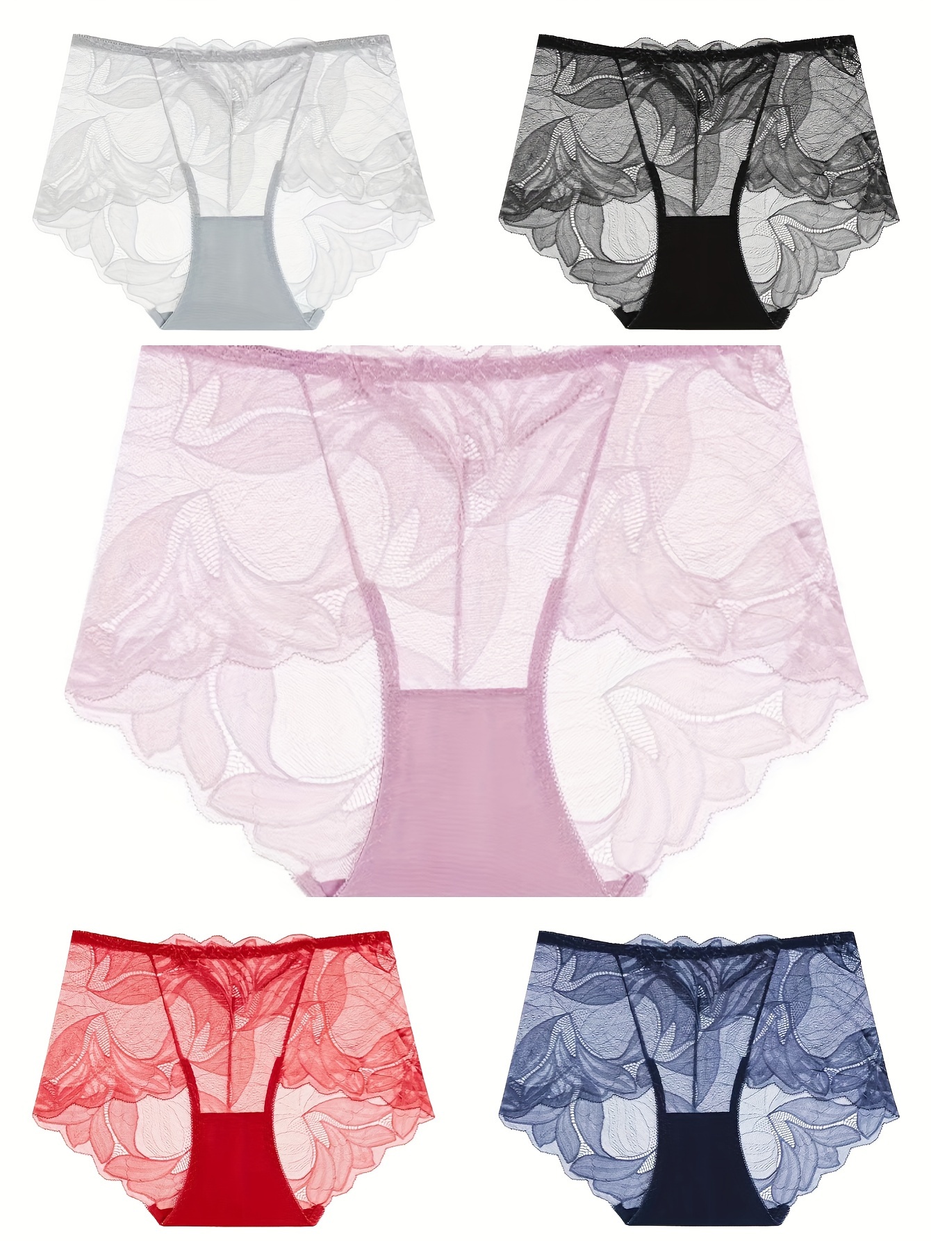 Clear Pantiessexy Lace Briefs 3pcs Set - Transparent Nylon Panties For  Women