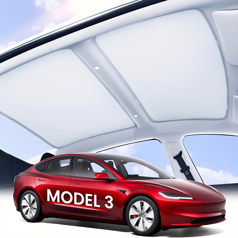 TEMU 2 pezzi, Parasole, Senza Ostruzione della Vista Posteriore, Pieghevole e Termoisolante, per Tesla Model 3 2017 2018 2019 2020 2021 2022 2023,