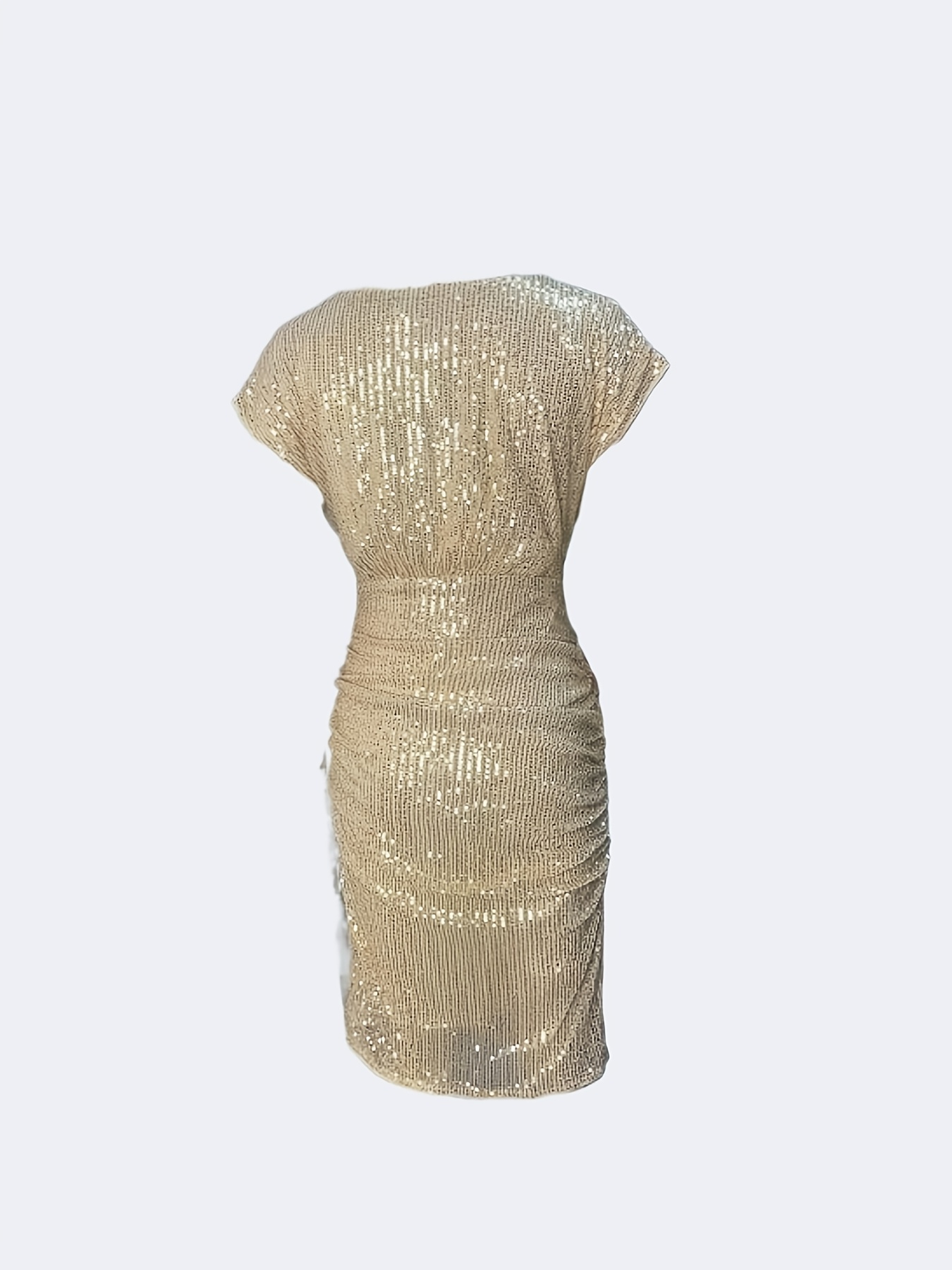 elegant golden sequin v neck batwing sleeve bodycon dress - Temu Australia