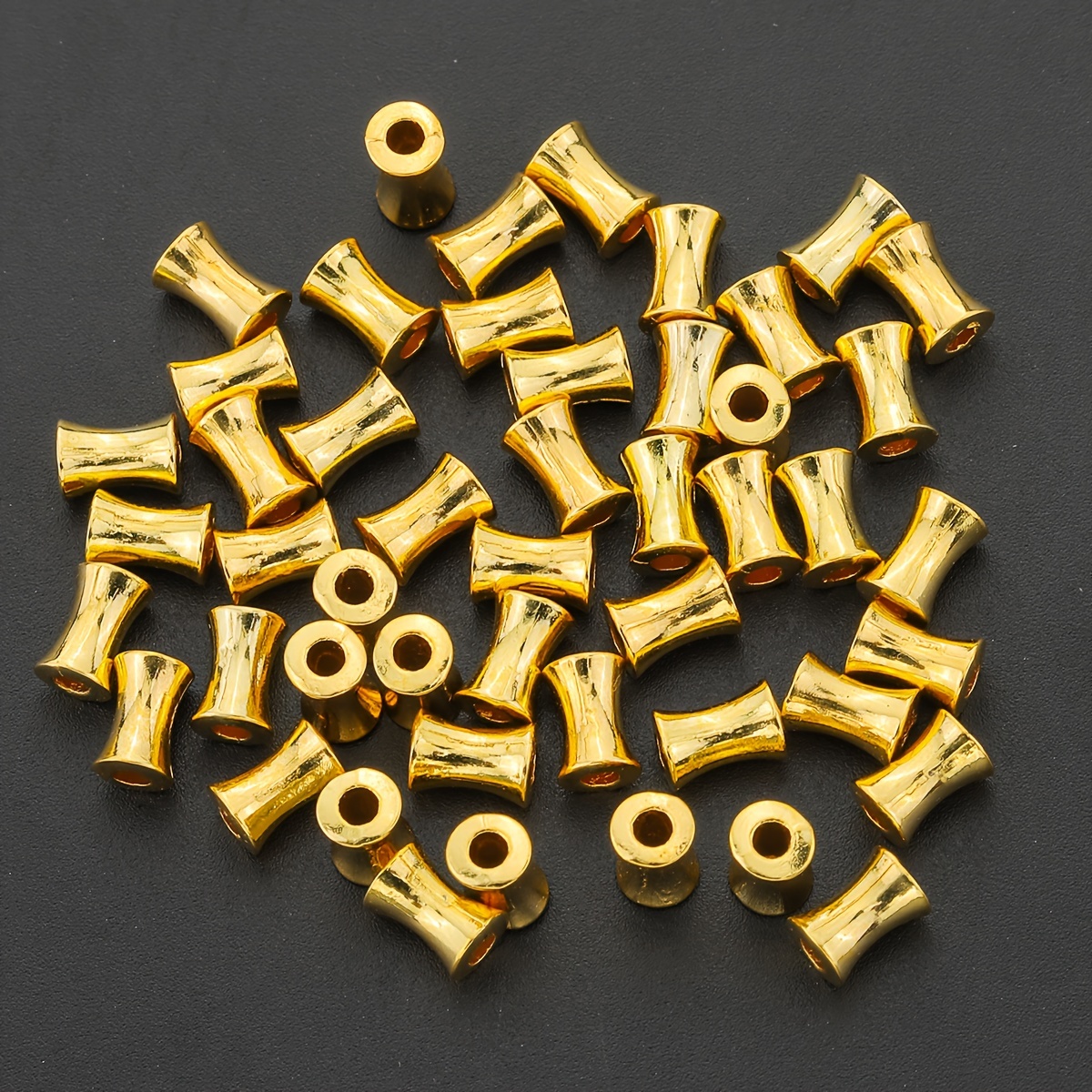 100pcs Alloy Rhombus Bamboo Spacer Beads Bamboo Waist Spacer Beads Bamboo Knot Shape Loose Beads Small Barbaric Waist Beads Hole Beads Pad Handmade Necklace Brac
