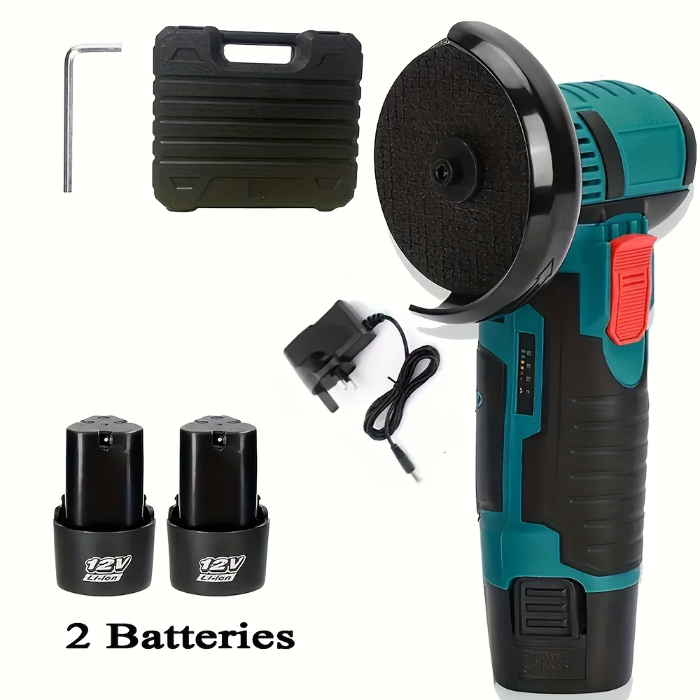 1 Set Mini Cordless Lithium Battery Angle Grinder - 19500RPM * Electric Polishing Machine With 2XBttery 2X Disc For Versatile Grinding And Polishing Tasks - Ideal For DIY Enthusiasts And Professionals
