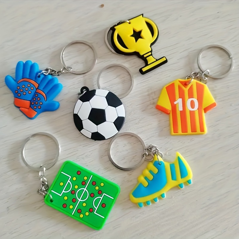 

12pcs Soccer Keychains - Mini Football, Jersey & Sneaker Charms With Trophy Designs - Sports Fans, Birthday Gifts & Party Favors