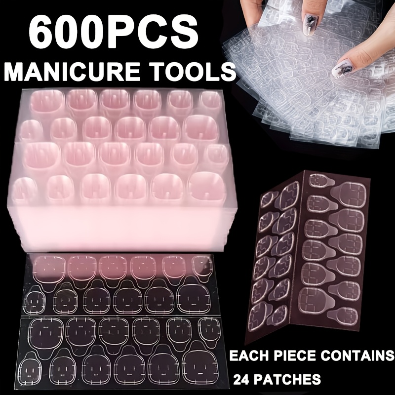 600pcs High-quality Pink Waterproof Breathable Jelly Glue Pads Suitable For Press-on Nails Double-sided Removable Jelly Glue Tool Nail Art Tool Set, Easy And Easy To Apply