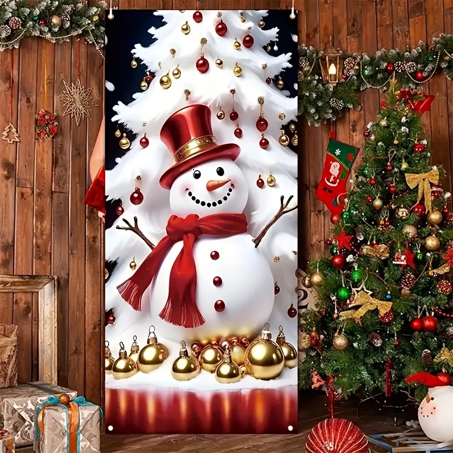 

Christmas Decorative Door Curtain And Snowman - X 35.4 Inches, Decoration Banner, Winter Farmhouse Front Door Decoration.