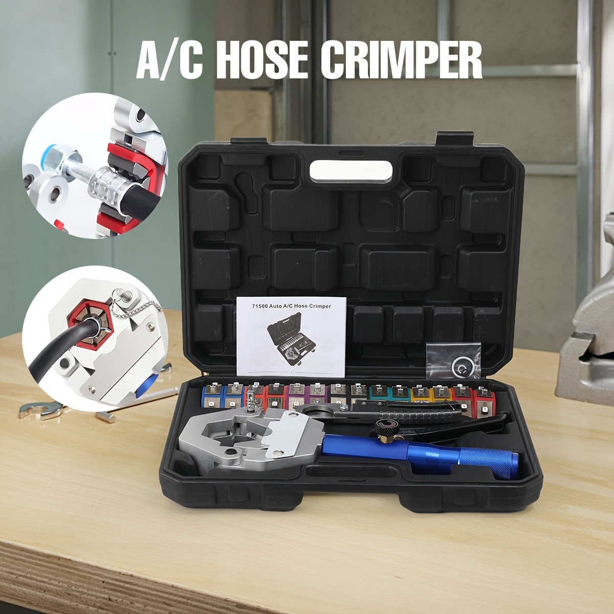 Image of 71500 Hydraulic Crimping Pliers Crimp Tool Hose Press Crimping Press Hydraulic Hose Crimper Ac Crimping Pliers Machine 71500 Manual A/c Hose Crimper Kit