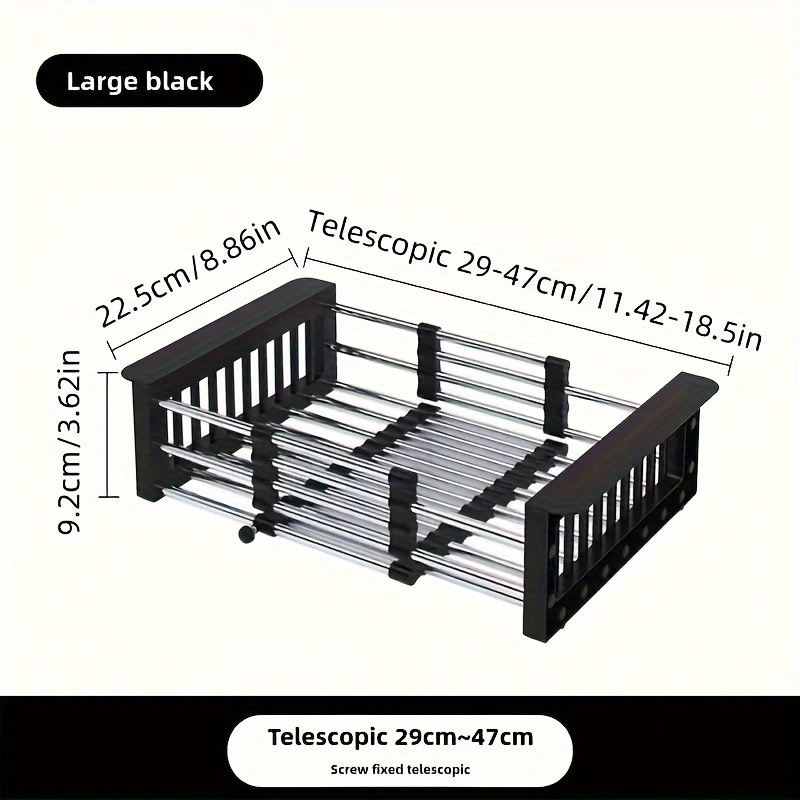 E-shop Spülbecken Sieb, Gemüse Spülbecken Waschkorb, Obst Abtropfkorb, Edelstahl Abtropfkorb, Filterkorb, Verstellbares Spülbeckenregal,