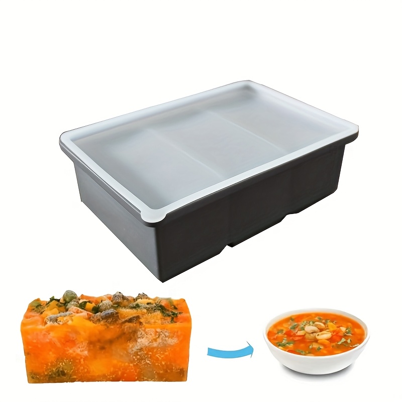 

1pc Silicone Freezer Tray With Lid - Large 1-cup Portion Control, Safe, Bpa-free, Dishwasher Safe For Soups, , And Sauces - Food Grade, Wide Temperature Range