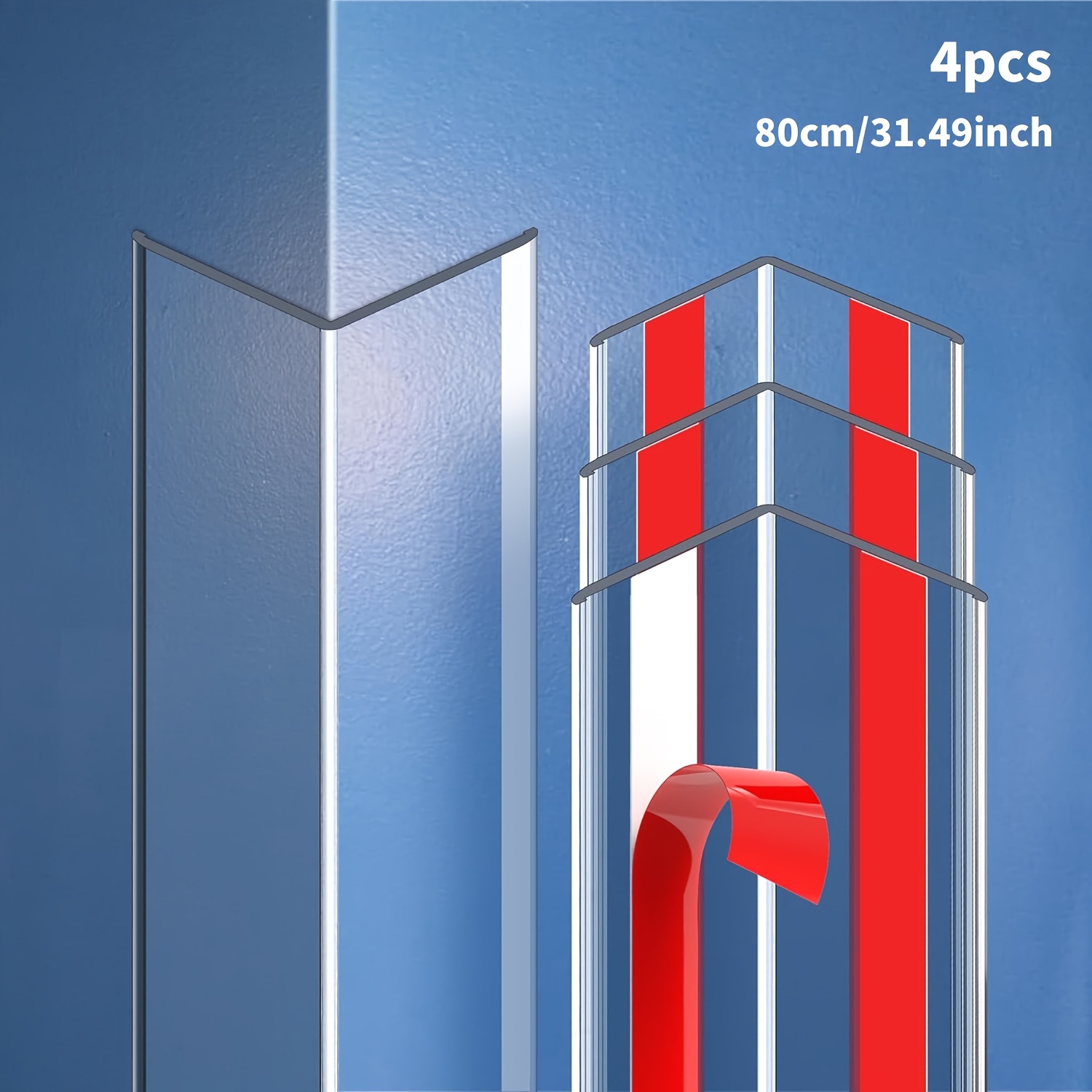 4pcs Clear Self Adhesive Wall Corner Protector Walls Edge Protector Wall Corner Guard Furniture Corner Edge Safety Bumpers Cover Pointed Furniture 4 Sizes