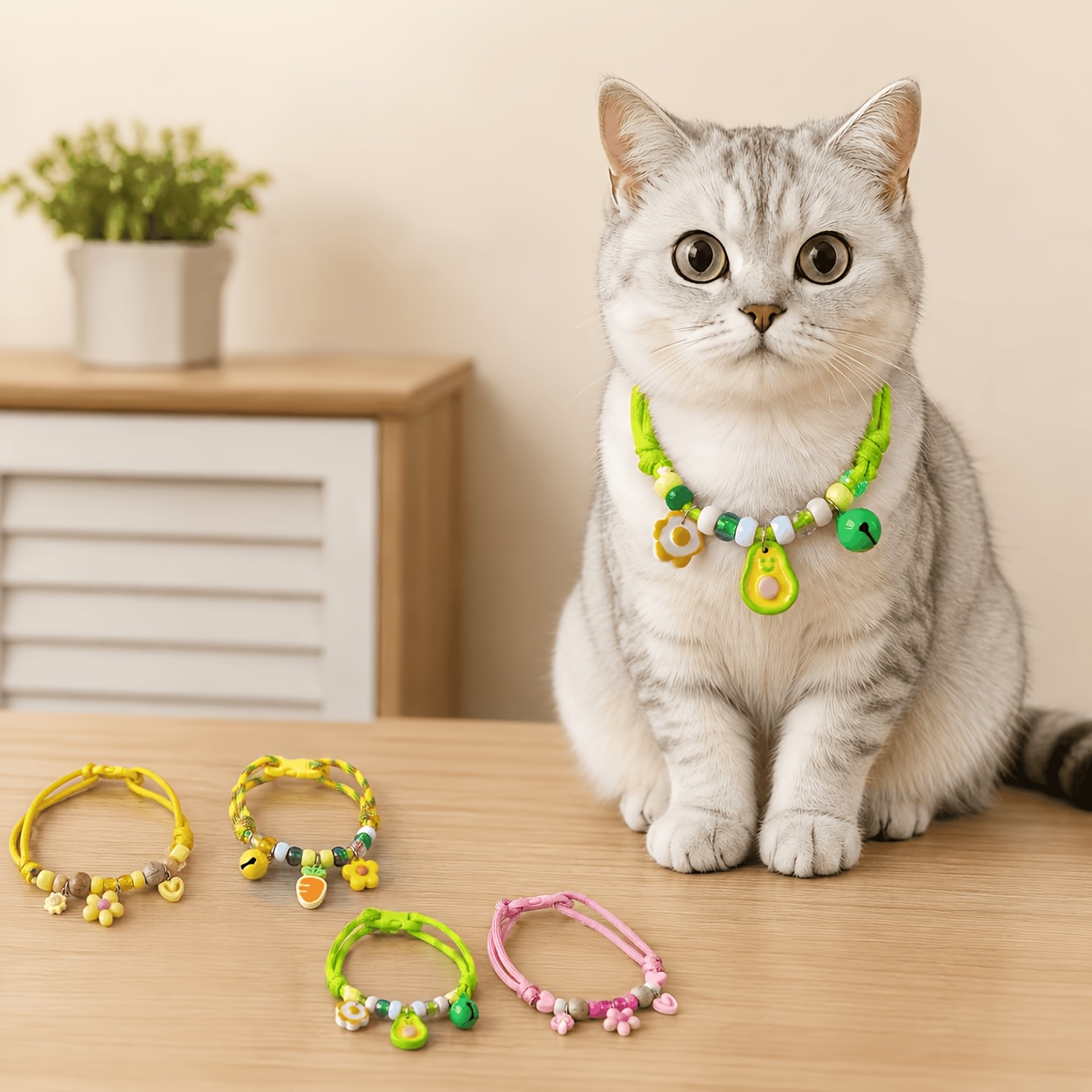 Cute Adjustable Cat Collar with Fruit Pendant