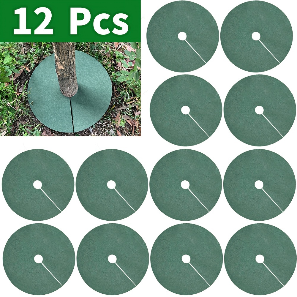 

12pcs Reusable Tree Protection Mat - Thickened Grass Proof Cloth To Control Weeds - 10.6/16.5/24.4inch Non Woven Cover Rings