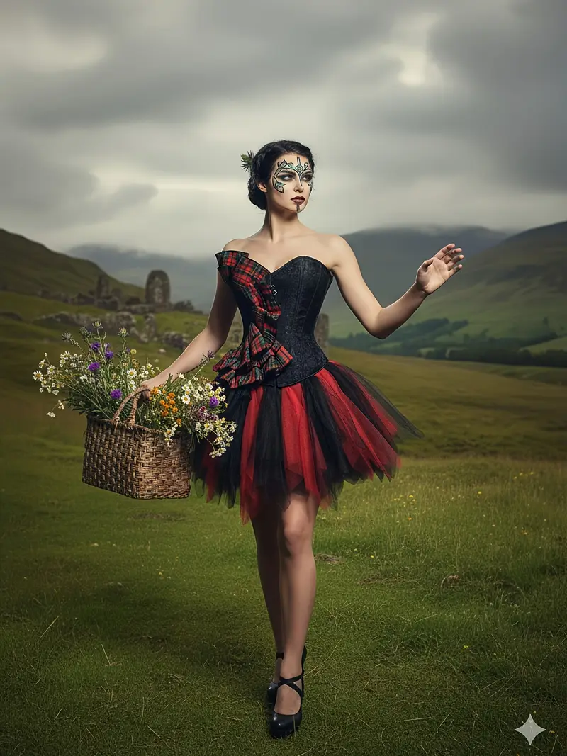 red and black corset tutu dress Plus Size Black Silk Corset Costume With Red Tutu Skirt Dress 42 (for waist Size 46"-47)