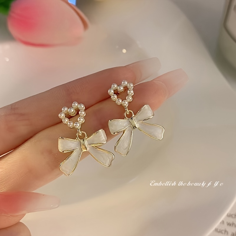 Boucles D’Oreilles Nœud Ruban Doré – Mignonnes Clous Avec Coffret Cadeau Pour Femmes & Filles