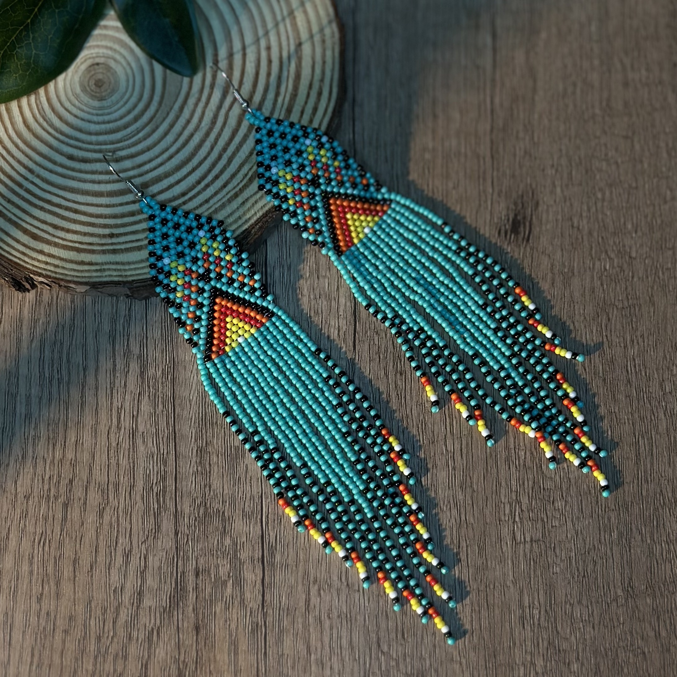 Bohemian-Style Long Tassel Earrings with Glass Beads