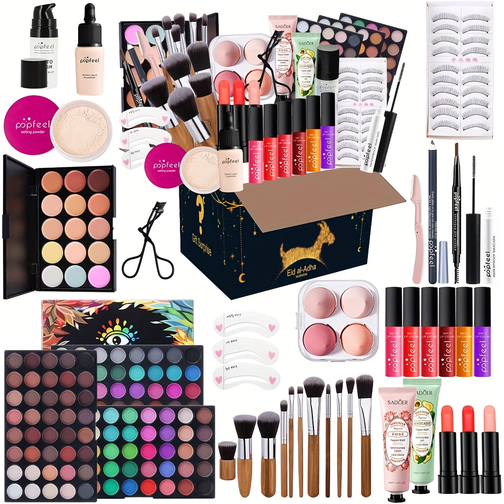 mothers day gift pufeel complete makeup kit for beginners professional brush set eyeshadow palette more in berry   blue golden shades