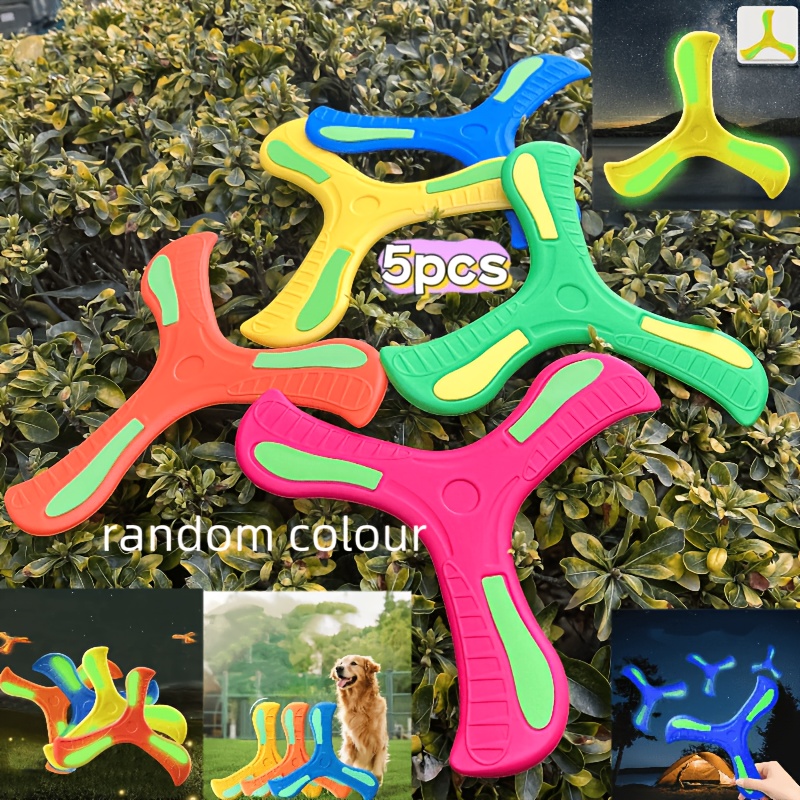 E-shop 5er-Pack Boomerang Flugdiskus, Leuchtendes Boomerang, Outdoor-Spaß Wurfspiel, Geeignet für Familienaktivitäten, Strand, Park, Camping,