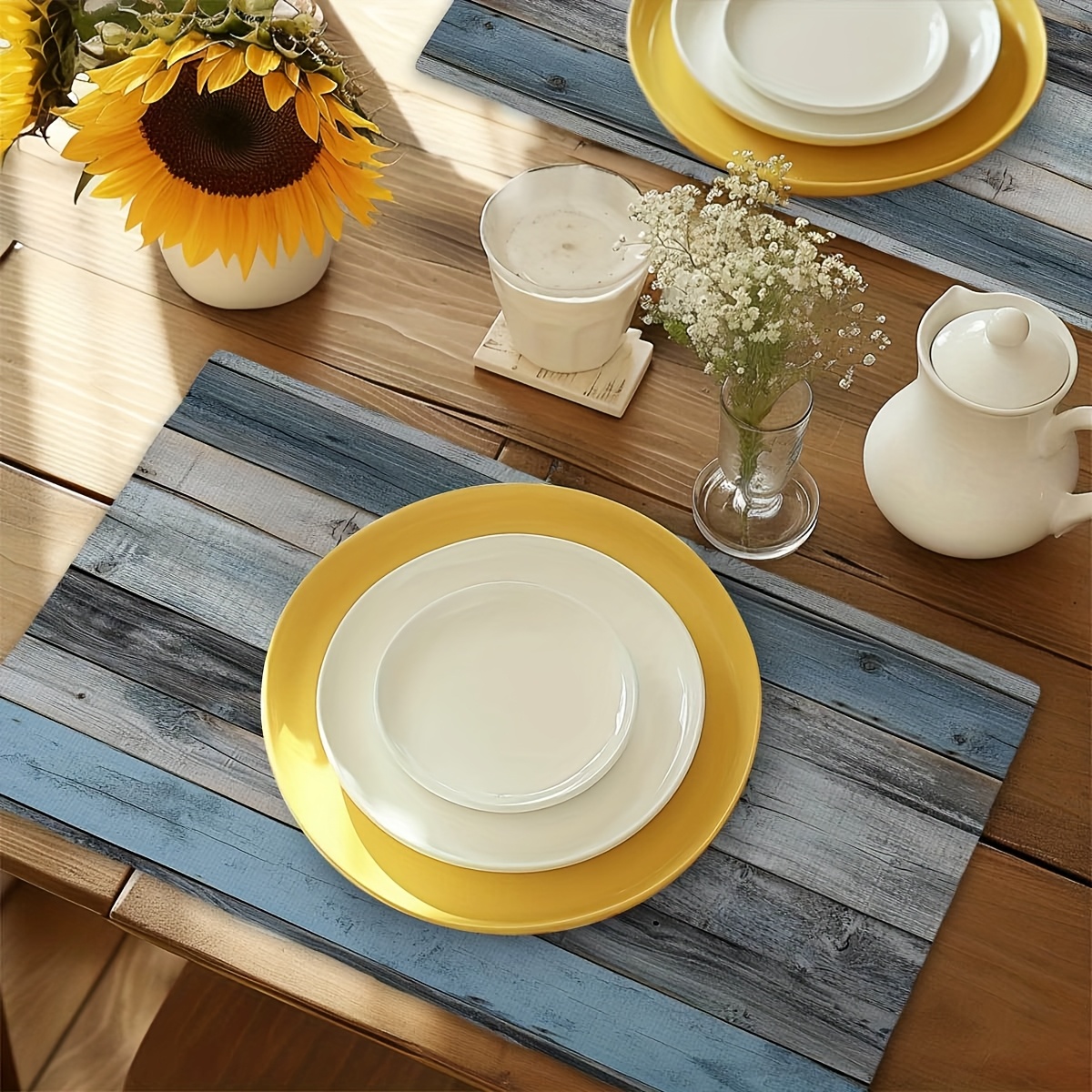 4er Set Rustikale Holzoptik Tischsets Für Esstisch Und Garten_voghion.com