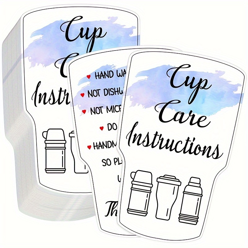 

50/100-piece Stylish Tumbler & Mug Care Instruction Cards - Cup Maintenance Guide Inserts, English Language