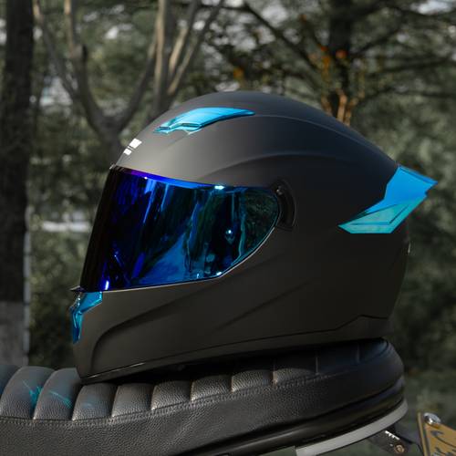 motorcycle helmets blue full face