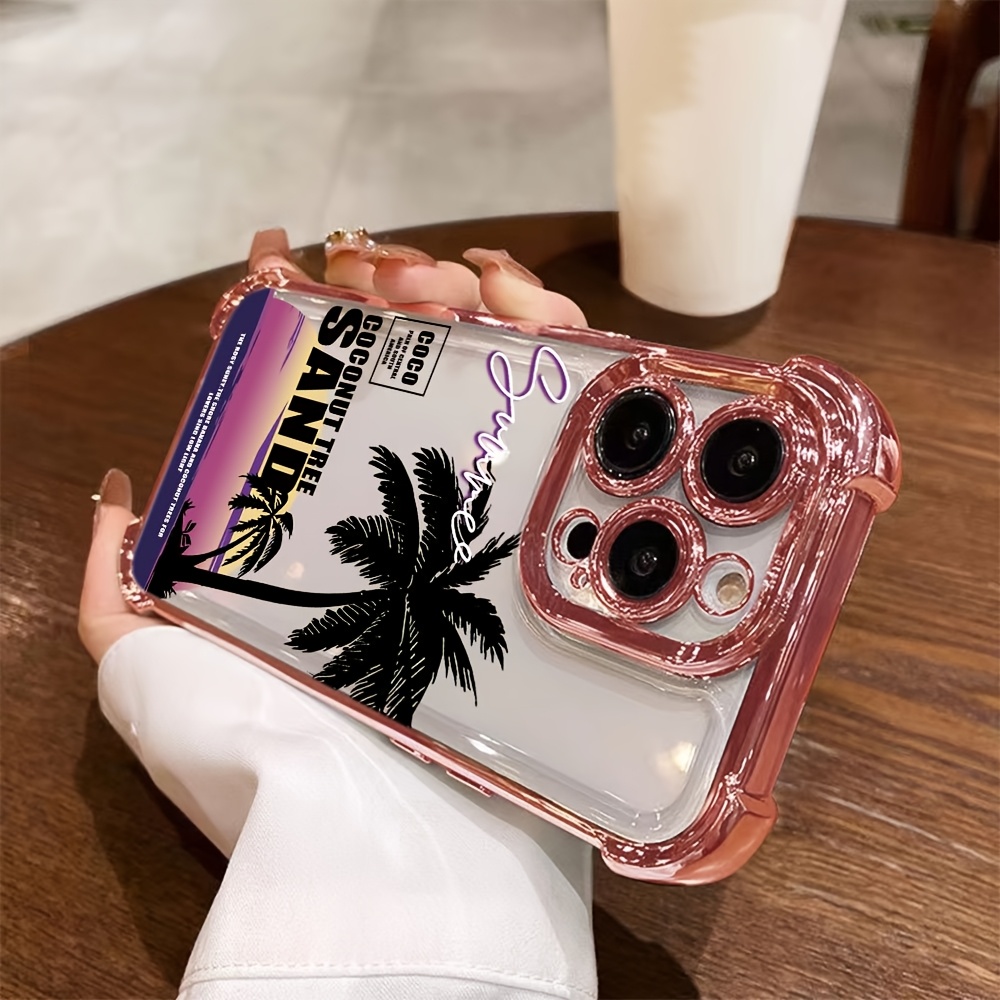 Beautiful Tropical Pink Palm Tree Sunset  iPhone Case for Sale by