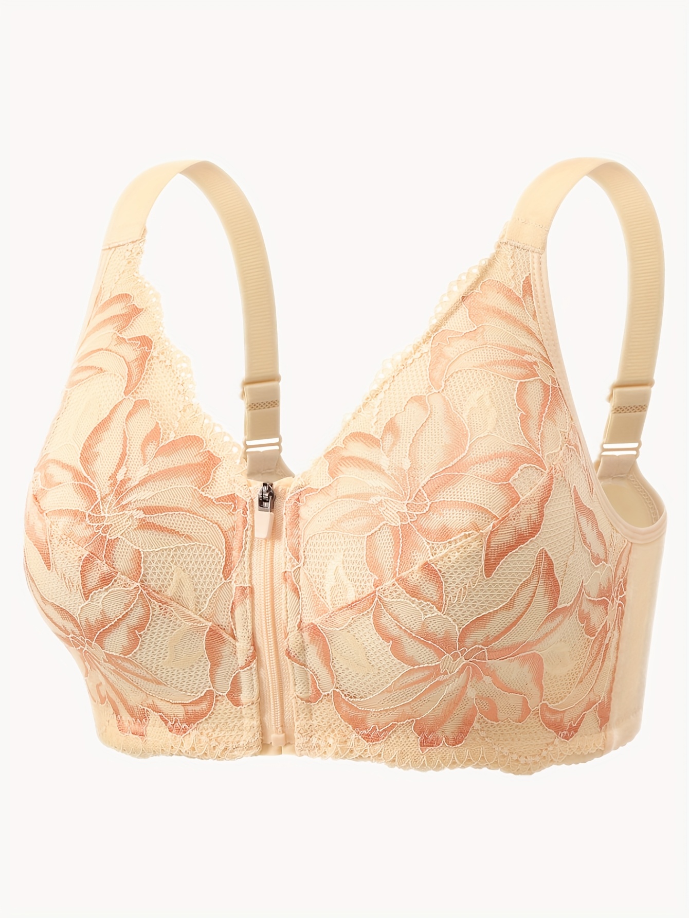 zipper adjustable lace elegant sexy wireless bra set women Temu