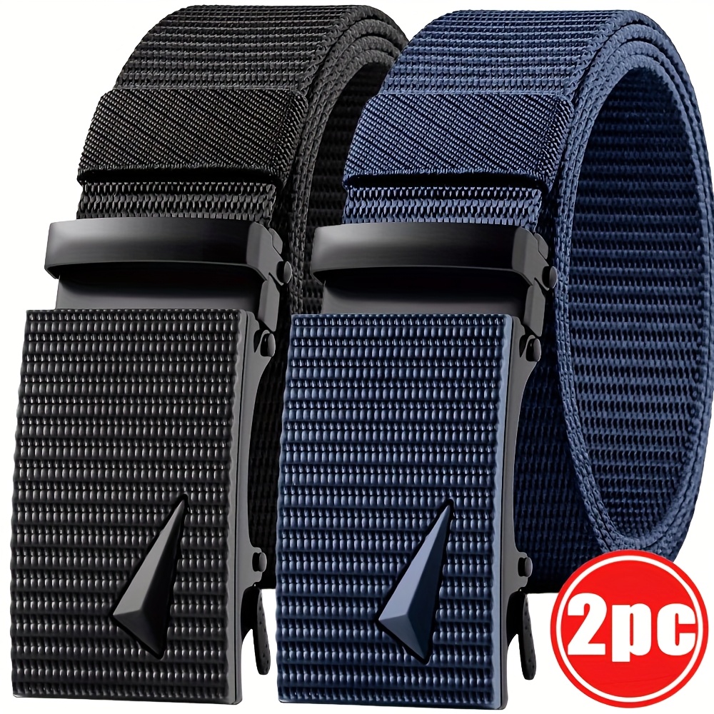 1/2pcs Men's Breathable Nylon Belt Set - Stylish & Green With Golden-tone Hardware, Durable & Comfortable For Casual Attire, Perfect Gift For Outdoor, Outdoor Belt | Stylish Belt | Durable Belt
