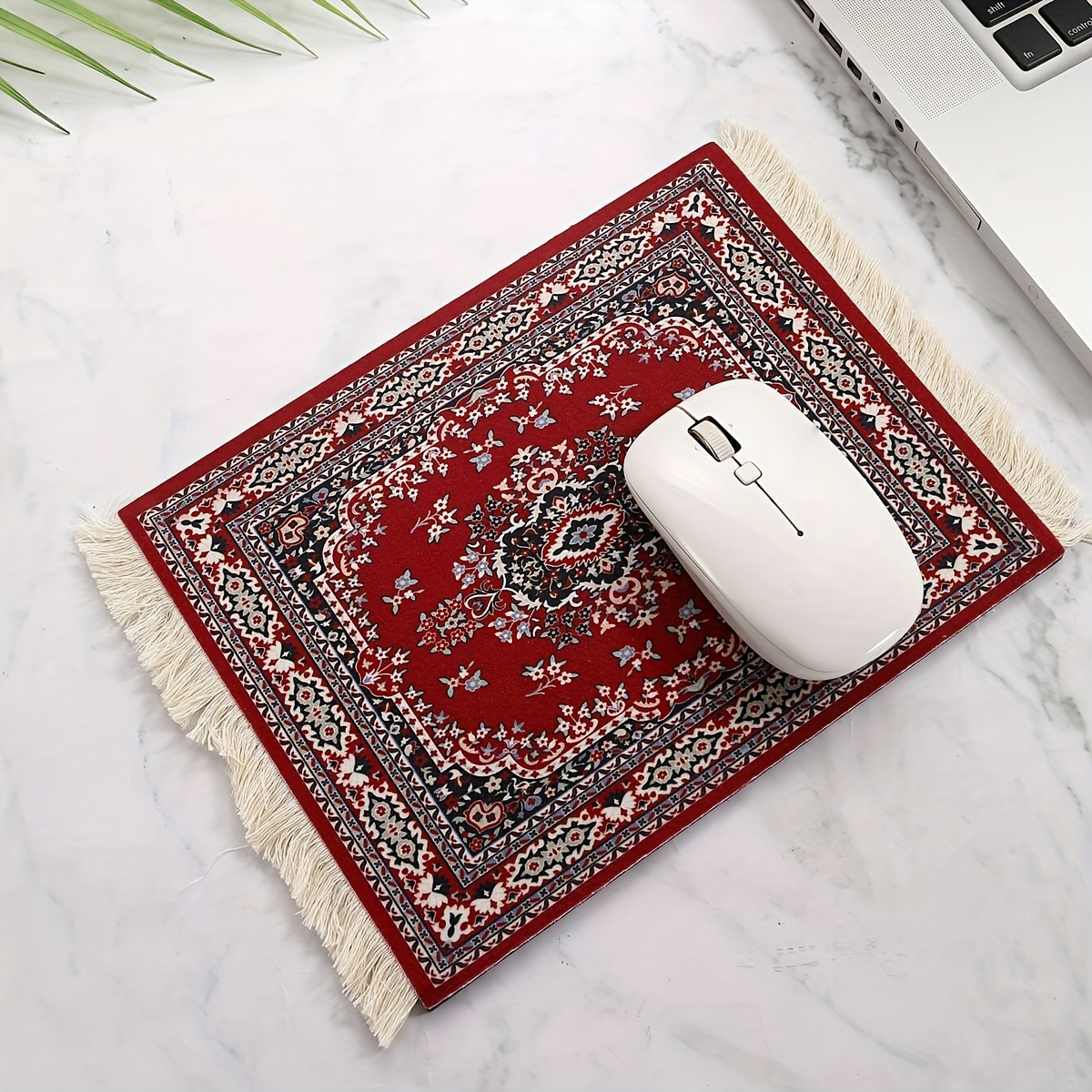 

Persian Rug Design Mouse Pad With Fringe – Ergonomic Polyester Computer Mousepad With Non-slip Base For Office Use – 1 Pack