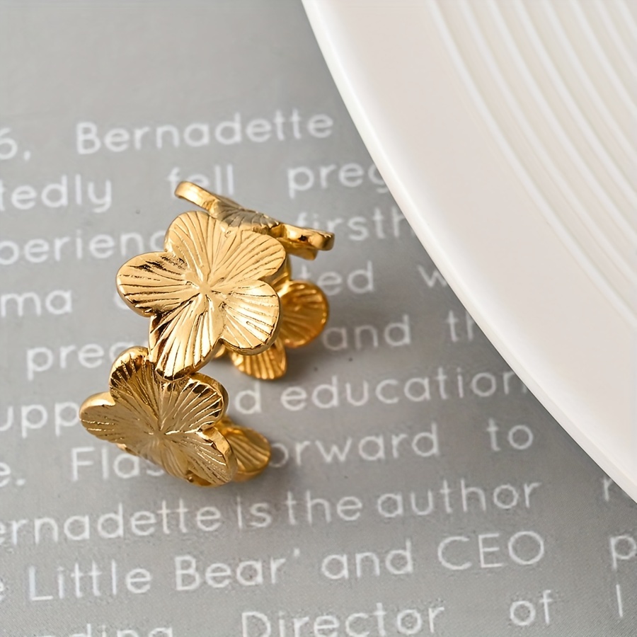 Floral Butterfly Stainless Steel Open Ring - Romantic Gift
