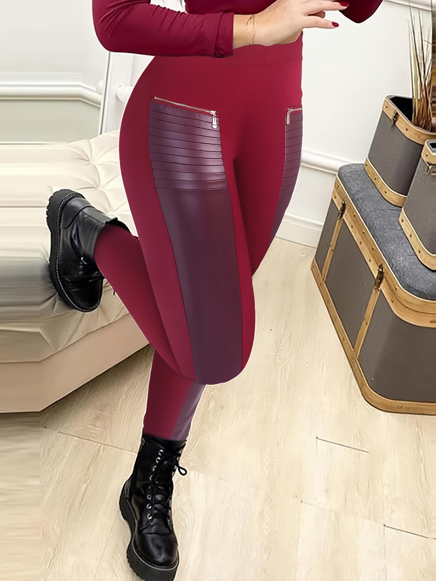 Womens Clothing High Waisted Zip Leggings Plus Size Zip Detail