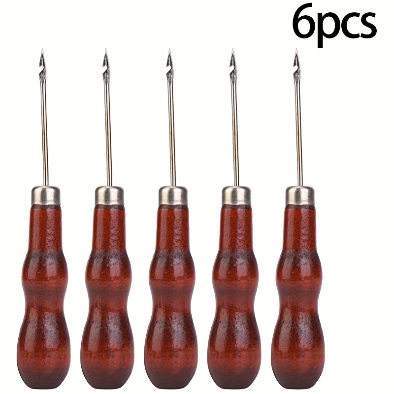 TEMU 6-pack Sewing Hooks, Handle Punch Needle Hole Puncher Sewing Stitching Puncture Tool, Shoe Repair Tool, Leather Sewing Crochet Hook For Leather