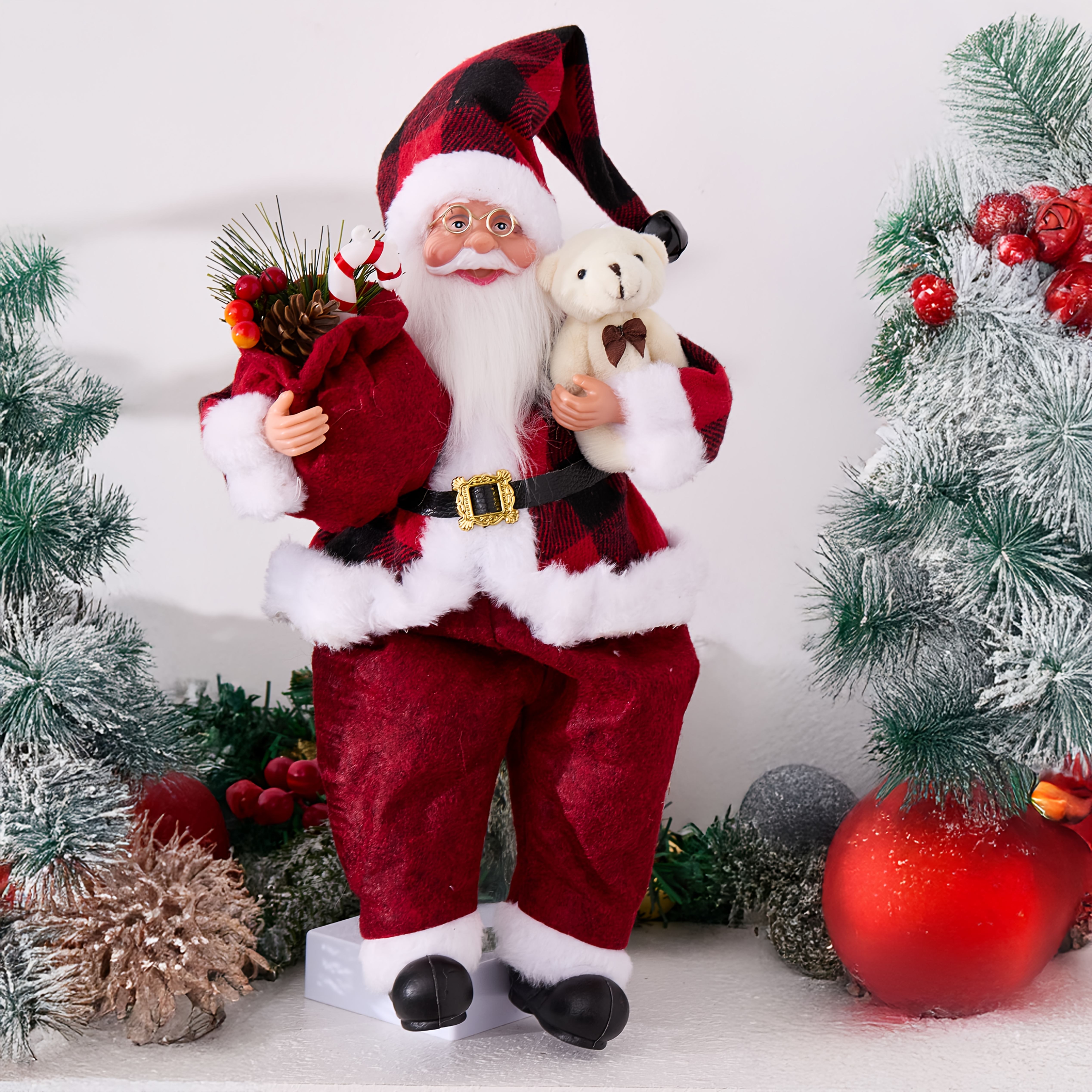TEMU 13-Zoll/33 cm Sammlerpuppen Sitzender Weihnachtsmann Dekoration Geschenk für Freunde Innendekor stimmungsvolles Neujahrsgeschenk, Top- für