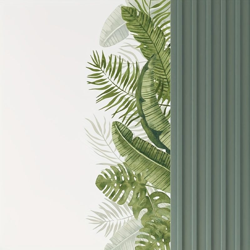 Image of Monstera Leaf Wall Decal Stickers - Removable Pvc Self-adhesive Tropical Foliage Design, Semi-matte Botanical Decor For Bedroom, Living Room, Home Office - & Stick Green