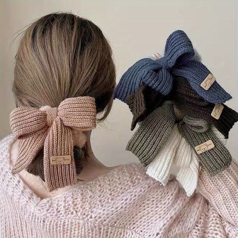 TEMU 5pcs Spring/summer Bowknot Ponytail Holders, Women's Scrunchies For Buns, Plush Hair Ties, Versatile Gentle Style Hair Accessories Gift