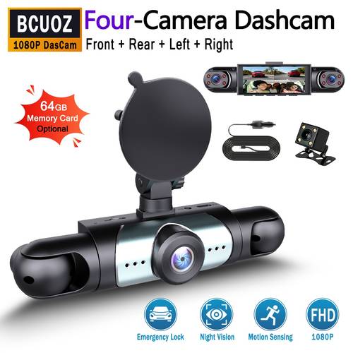 photo de l'article caméra de voiture 360° avec stockage local, caméra 1080p & caméra arrière /droite 720p, vision , wdr, carte 64gb en option, écran ips 3,16 pouces, enregistrement , , mode stationnement 24h, enregistreur de voyage sur route,accessoire moderne pour voiture
